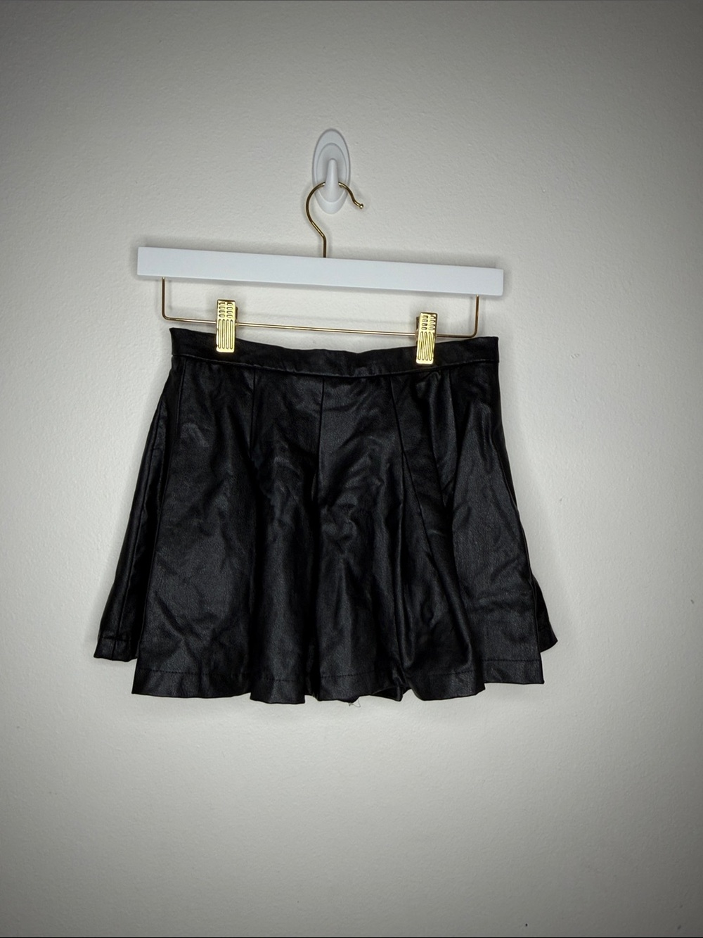 Amanda Uprichard Black Faux Leather Pleated Skirt